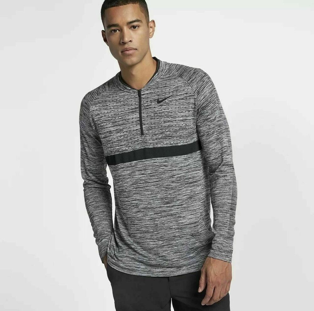 NIKE GOLF men's dry dri-fit half zip long sleeve shirt - Gray - XL  892221-012